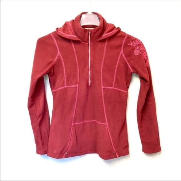 Athleta Fleece Embroidered Sleeve Jacket Hoodie - Picture 2 of 7